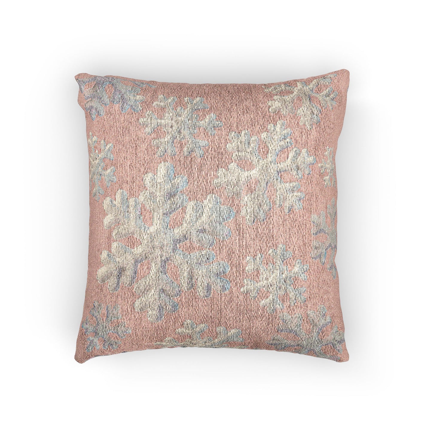 Blush Snowflake Pillow | Cozy Winter Throw Pillow for Christmas Decor