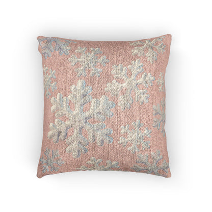 Blush Snowflake Pillow | Cozy Winter Throw Pillow for Christmas Decor