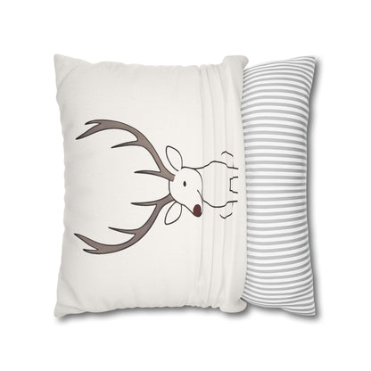 Minimalist Reindeer Christmas Pillow Cover, Neutral Holiday Decor, Scandinavian Style Rudolph Pillow Accent