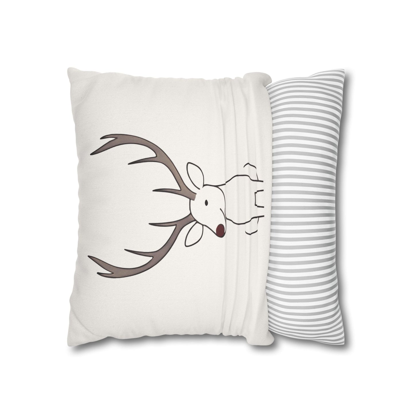 Minimalist Reindeer Christmas Pillow Cover, Neutral Holiday Decor, Scandinavian Style Rudolph Pillow Accent