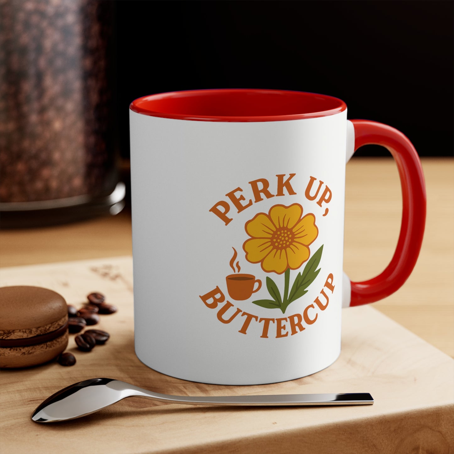 Perk Up Buttercup Coffee Mug – Funny Plant Lover Gift – Botanical Floral Mug with Vintage-Inspired Buttercup Design
