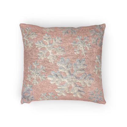 Blush Snowflake Pillow | Cozy Winter Throw Pillow for Christmas Decor