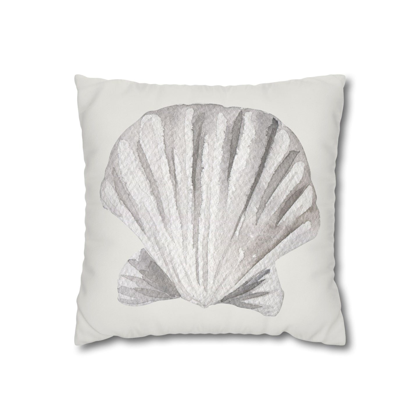 Watercolor Scallop Seashell Pillow Cover in Neutral Coastal Tones