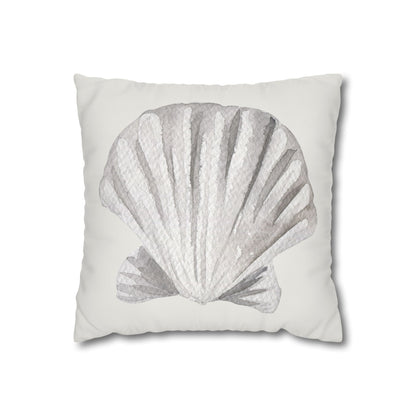 Watercolor Scallop Seashell Pillow Cover in Neutral Coastal Tones