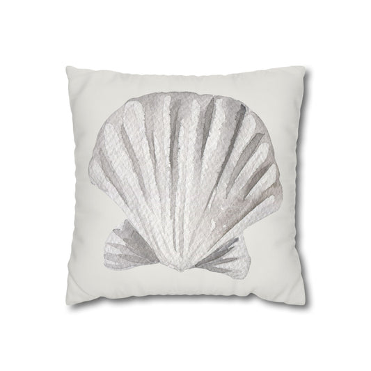 Watercolor Scallop Seashell Pillow Cover in Neutral Coastal Tones