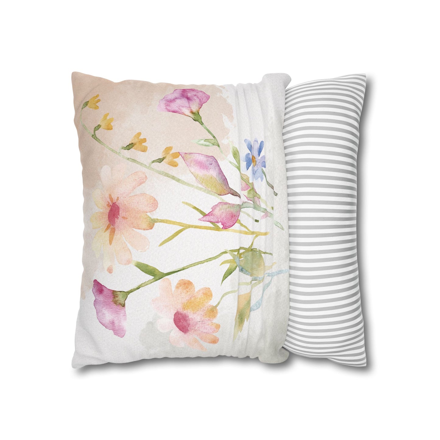 Watercolor Wildflower Pillow Cover – Soft Floral Throw Pillow Case for Couch, Bed, or Farmhouse Decor