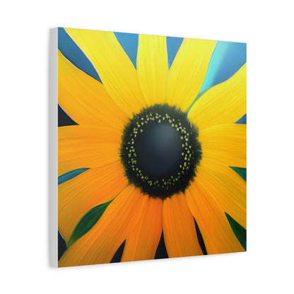 Black Eyed Susan Canvas Wall Art, Square Floral Oil Painting Style Print, Yellow Flower Wall Decor, Modern Botanical Artwork for Living Room