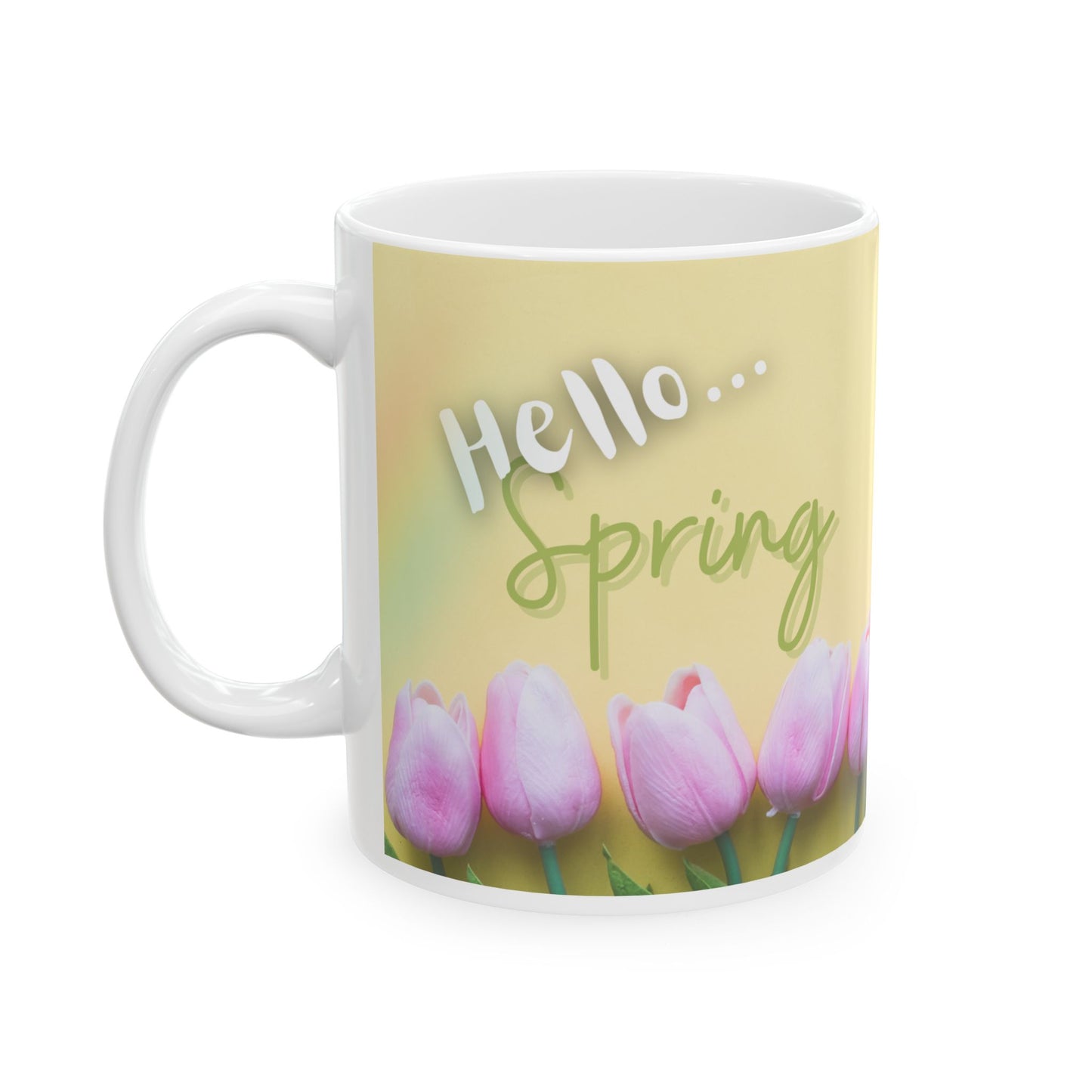 Hello Spring Tulip Mug – Cheerful Floral Coffee Cup for Spring Lovers