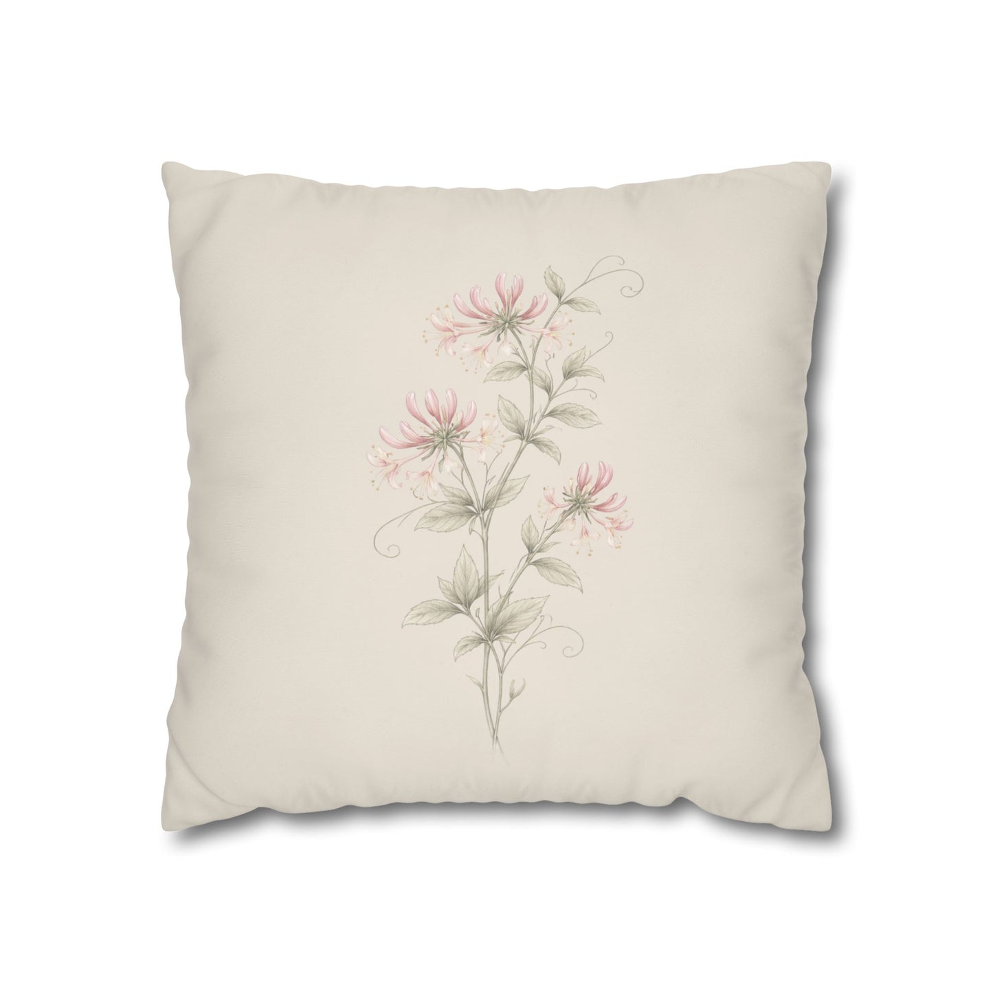 Honeysuckle Botanical Pillow Cover in a Soft Neutral for a Calm, Layered Home