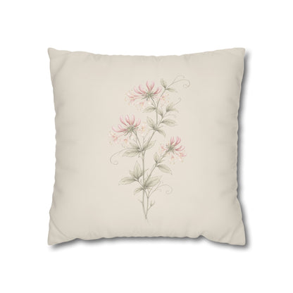 Honeysuckle Botanical Pillow Cover in a Soft Neutral for a Calm, Layered Home