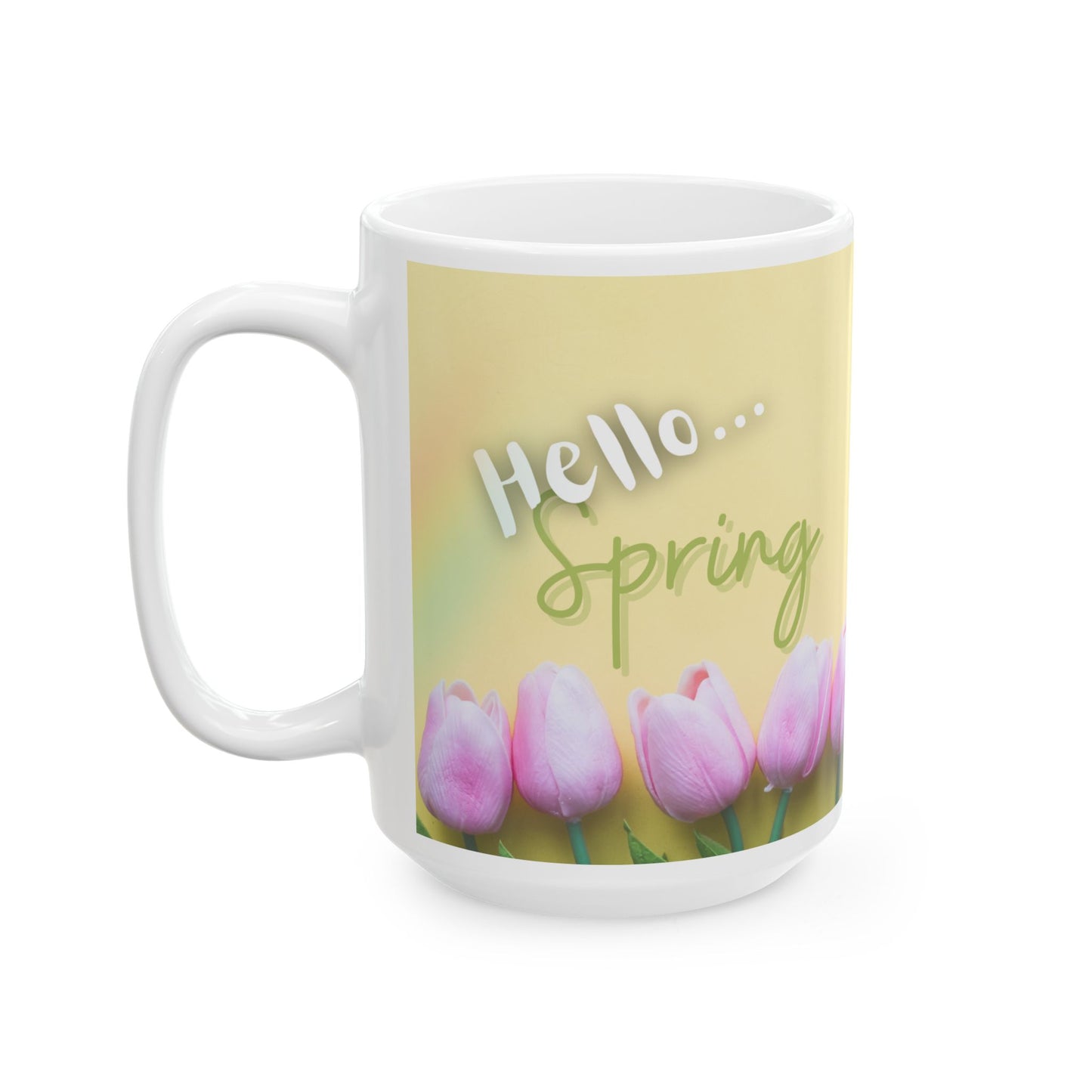 Hello Spring Tulip Mug – Cheerful Floral Coffee Cup for Spring Lovers