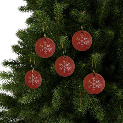 Red, sparkly snowflake ornament with classic Christmas charm