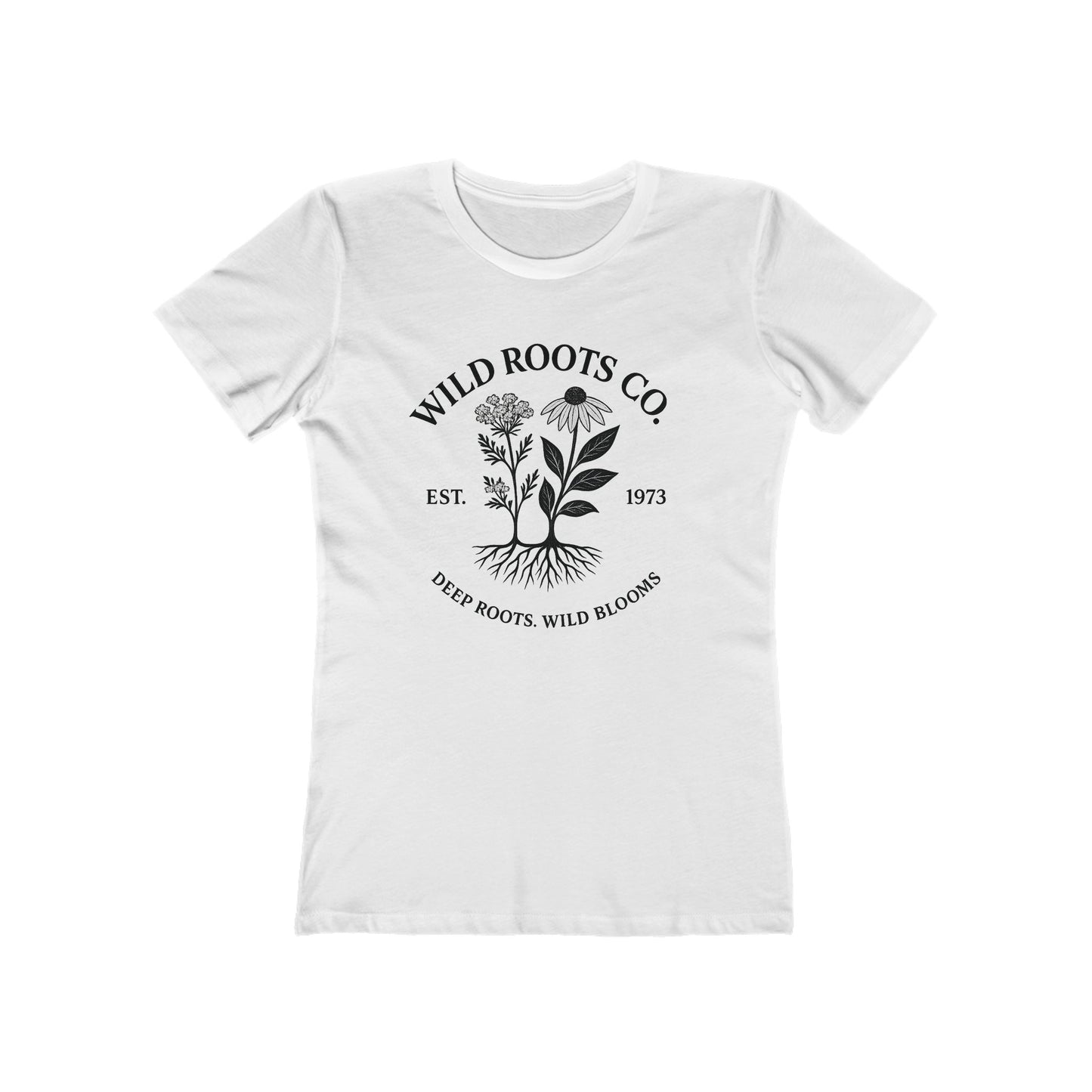 Wild Roots Co. Graphic T-Shirt – Botanical Garden Shirt for Nature Lovers | Deep Roots Wild Blooms | Vintage Plant Tee