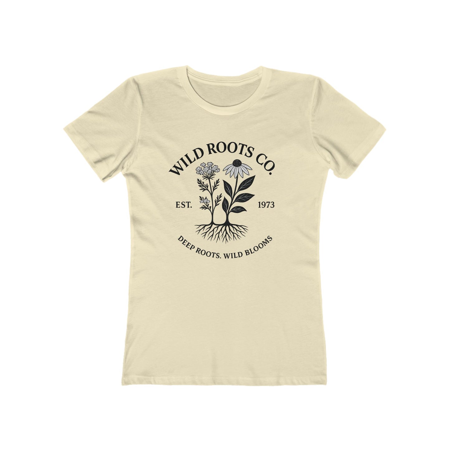 Wild Roots Co. Graphic T-Shirt – Botanical Garden Shirt for Nature Lovers | Deep Roots Wild Blooms | Vintage Plant Tee