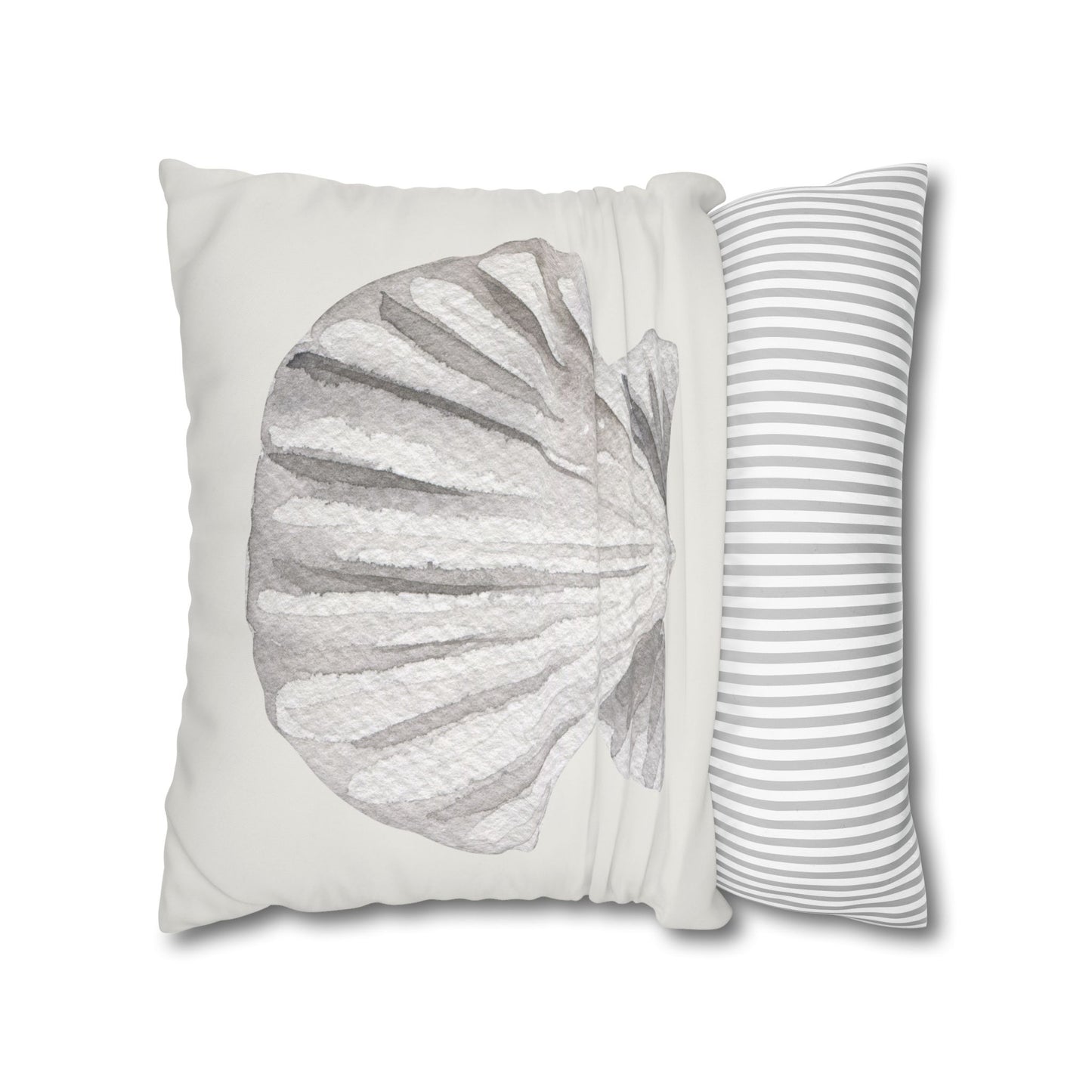 Watercolor Scallop Seashell Pillow Cover in Neutral Coastal Tones