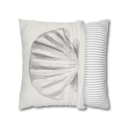 Watercolor Scallop Seashell Pillow Cover in Neutral Coastal Tones