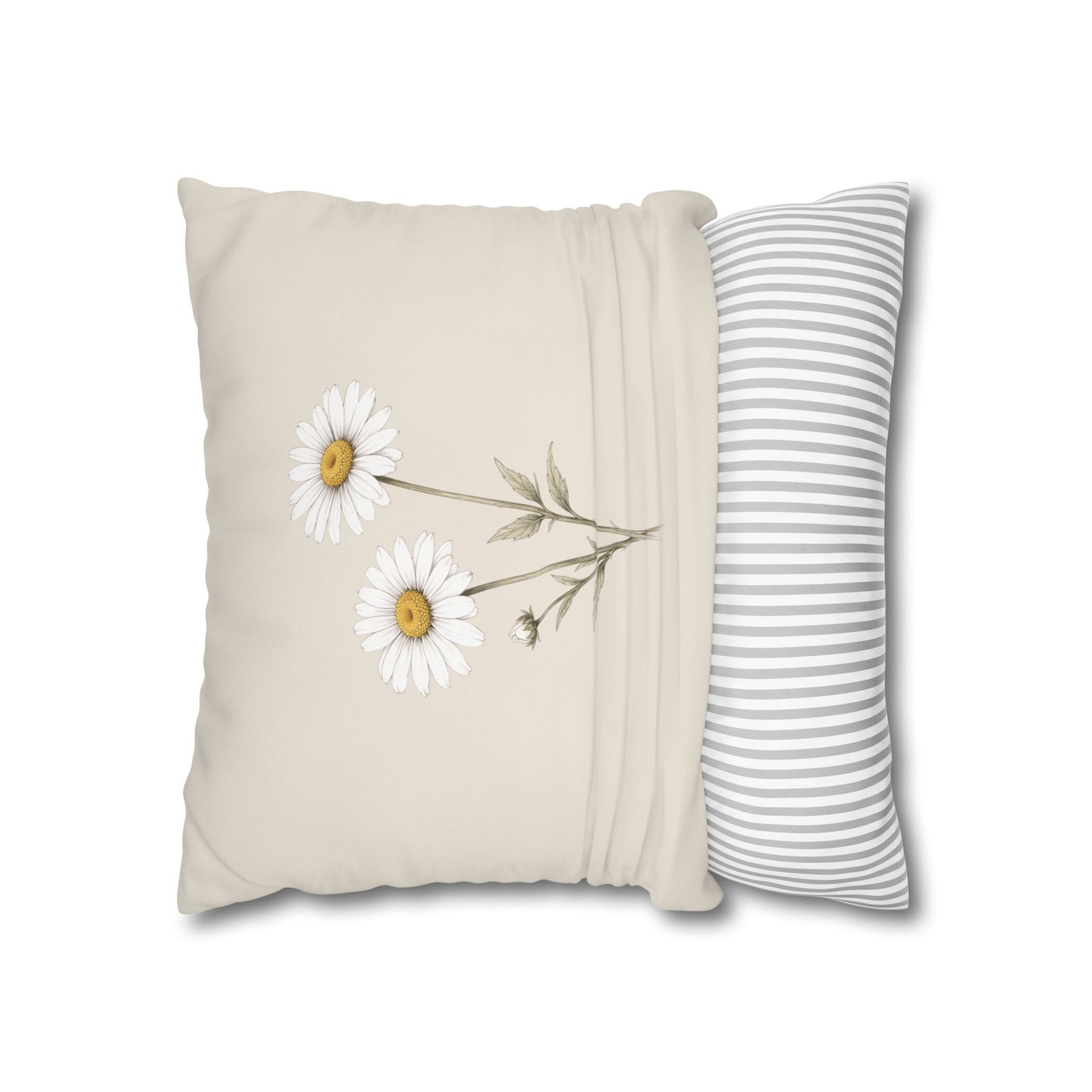Daisy Botanical Pillow Cover in a Soft Neutral for a Calm, Layered Home