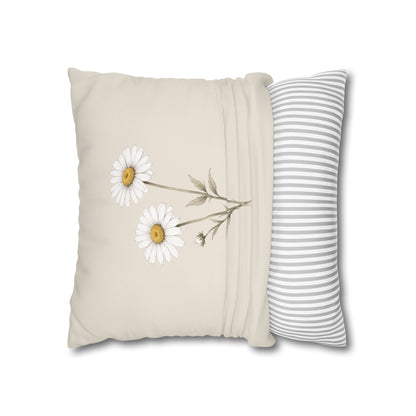 Daisy Botanical Pillow Cover in a Soft Neutral for a Calm, Layered Home