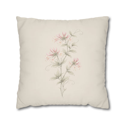 Honeysuckle Botanical Pillow Cover in a Soft Neutral for a Calm, Layered Home