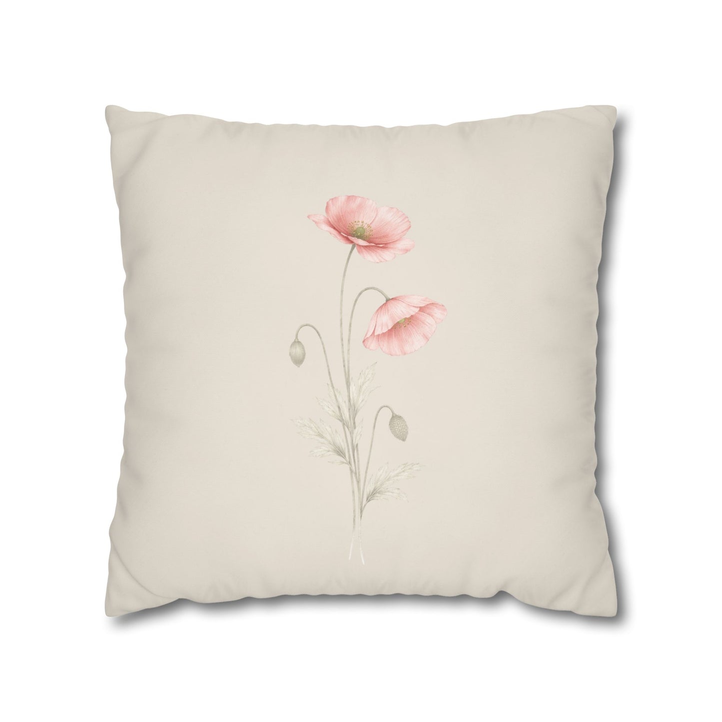 Shirley Poppy Botanical Pillow Cover in a Soft Neutral for a Calm, Layered Home