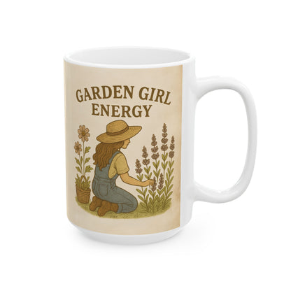Garden Girl Energy Mug – Rustic Botanical Coffee Cup