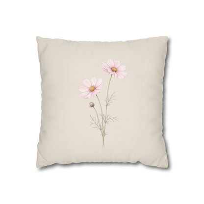 Cosmos Botanical Pillow Cover in a Soft Neutral for a Calm, Layered Home