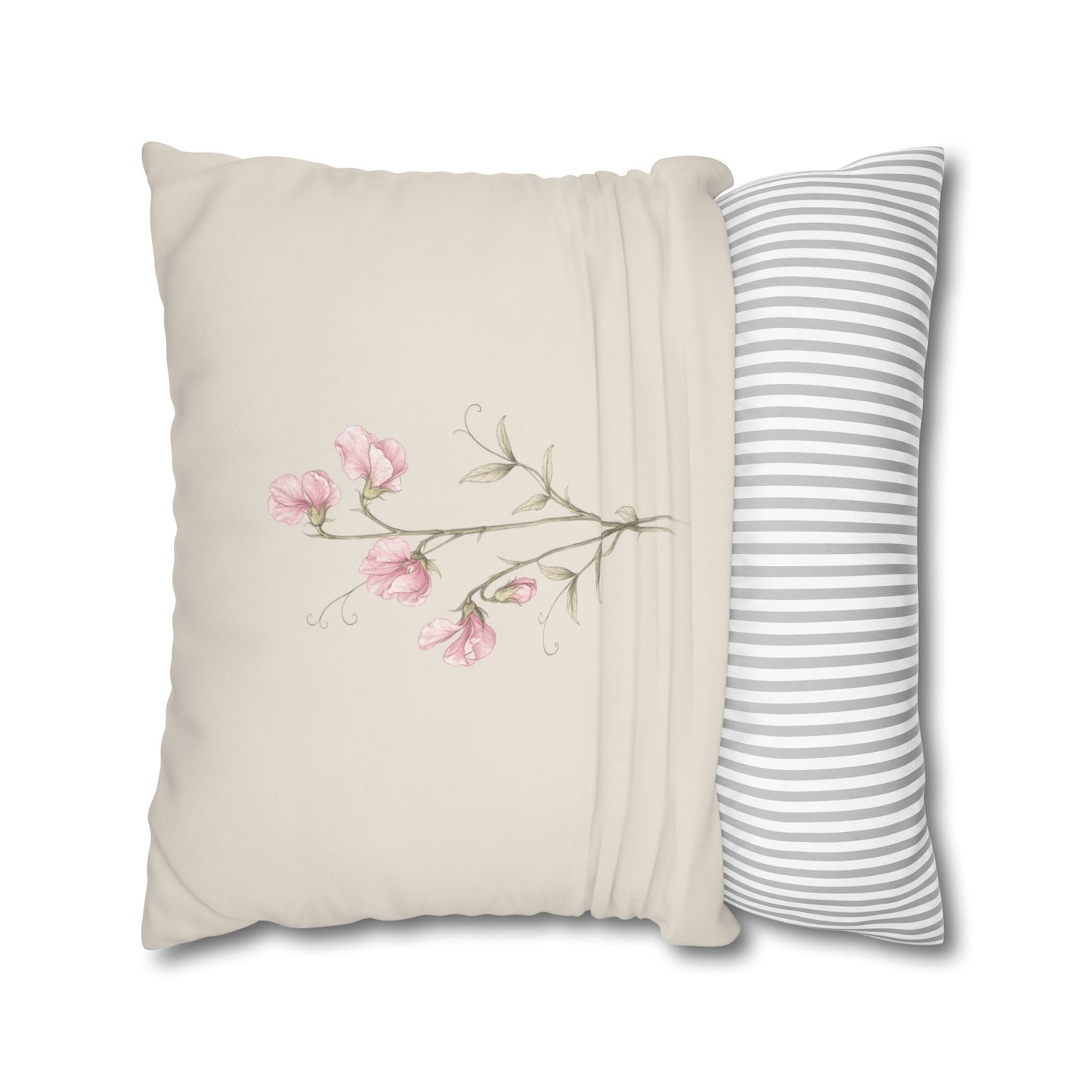 Sweet Pea Botanical Pillow Cover in a Soft Neutral for a Calm, Layered Home