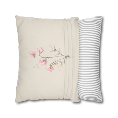 Sweet Pea Botanical Pillow Cover in a Soft Neutral for a Calm, Layered Home