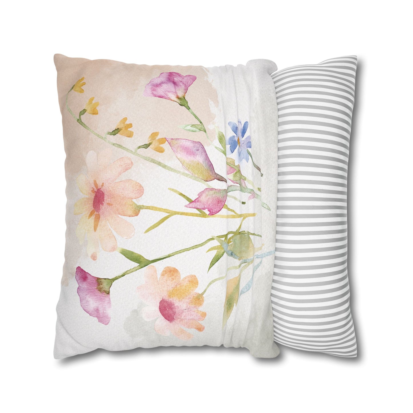 Watercolor Wildflower Pillow Cover – Soft Floral Throw Pillow Case for Couch, Bed, or Farmhouse Decor