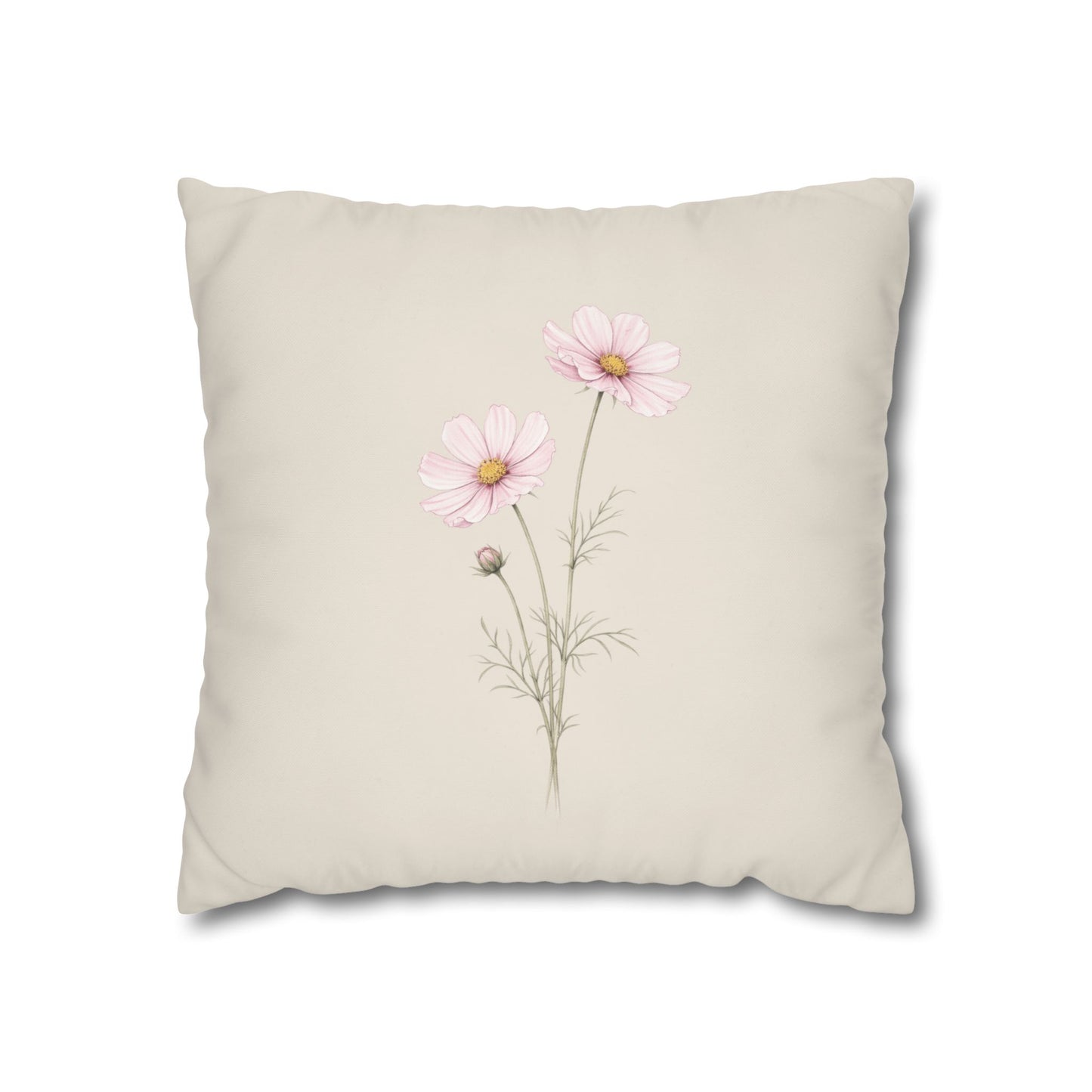 Cosmos Botanical Pillow Cover in a Soft Neutral for a Calm, Layered Home