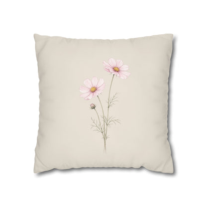Cosmos Botanical Pillow Cover in a Soft Neutral for a Calm, Layered Home