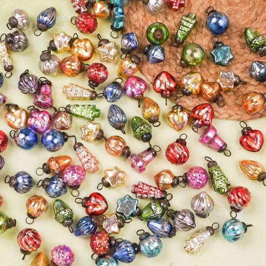 Retro Multicolor Christmas Tree Ornaments-Set of 25