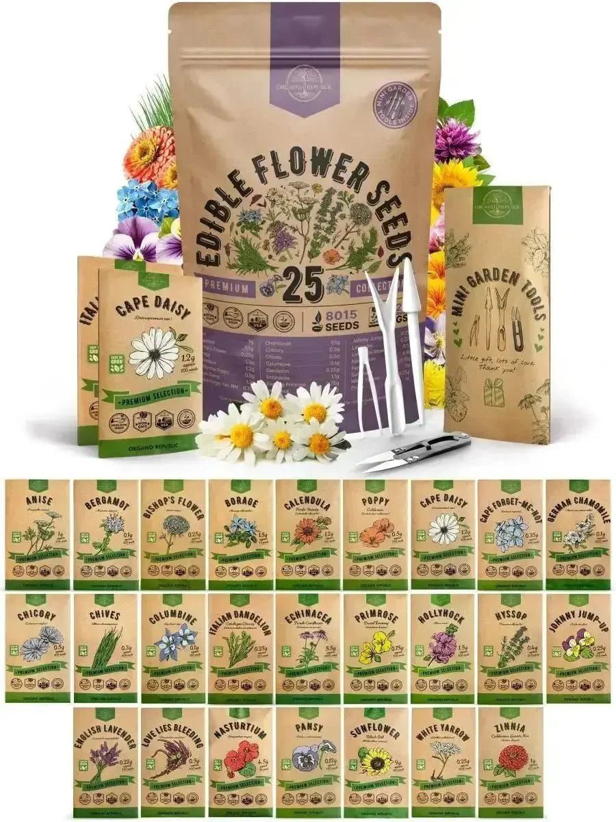 25 Edible Flower Seeds 4500+ Non GMO Heirloom Seeds for Planting