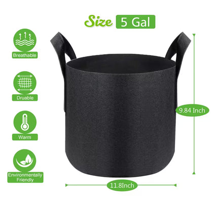 3 Gal. Black Fabric Planting Containers and Pots Planter with Handles (Set of 6)