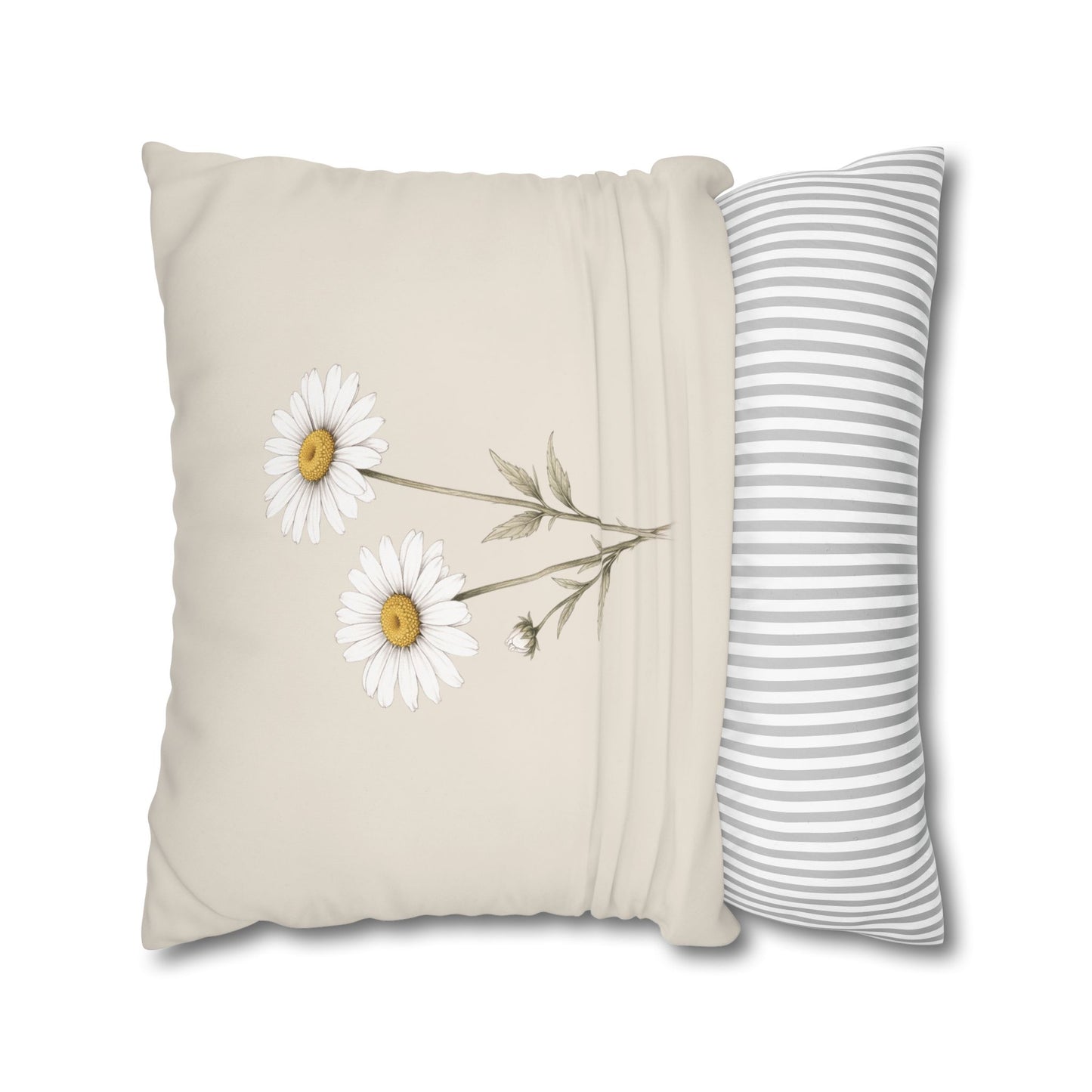 Daisy Botanical Pillow Cover in a Soft Neutral for a Calm, Layered Home