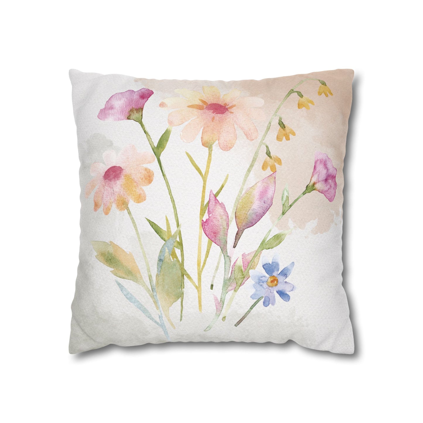 Watercolor Wildflower Pillow Cover – Soft Floral Throw Pillow Case for Couch, Bed, or Farmhouse Decor