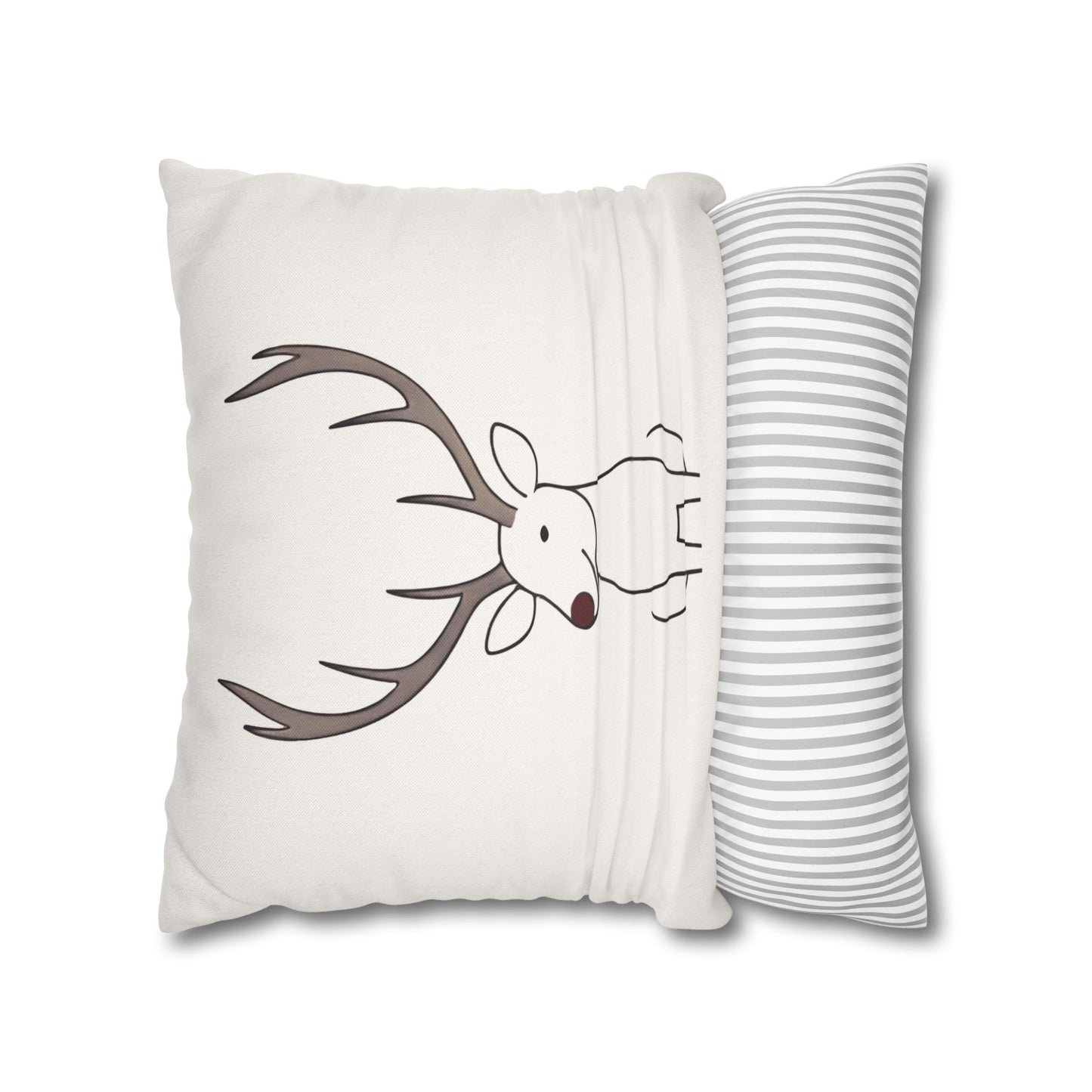 Minimalist Reindeer Christmas Pillow Cover, Neutral Holiday Decor, Scandinavian Style Rudolph Pillow Accent