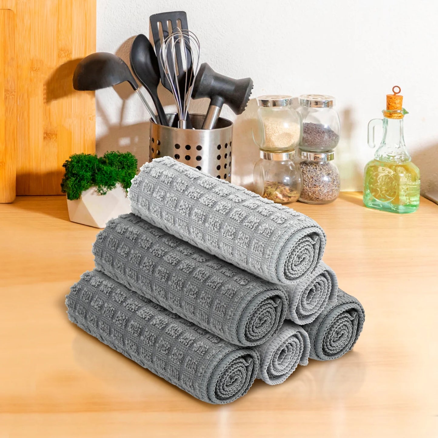 Kitchen Towels and Dish Cloths Value Set (6-Pack)