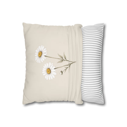 Daisy Botanical Pillow Cover in a Soft Neutral for a Calm, Layered Home