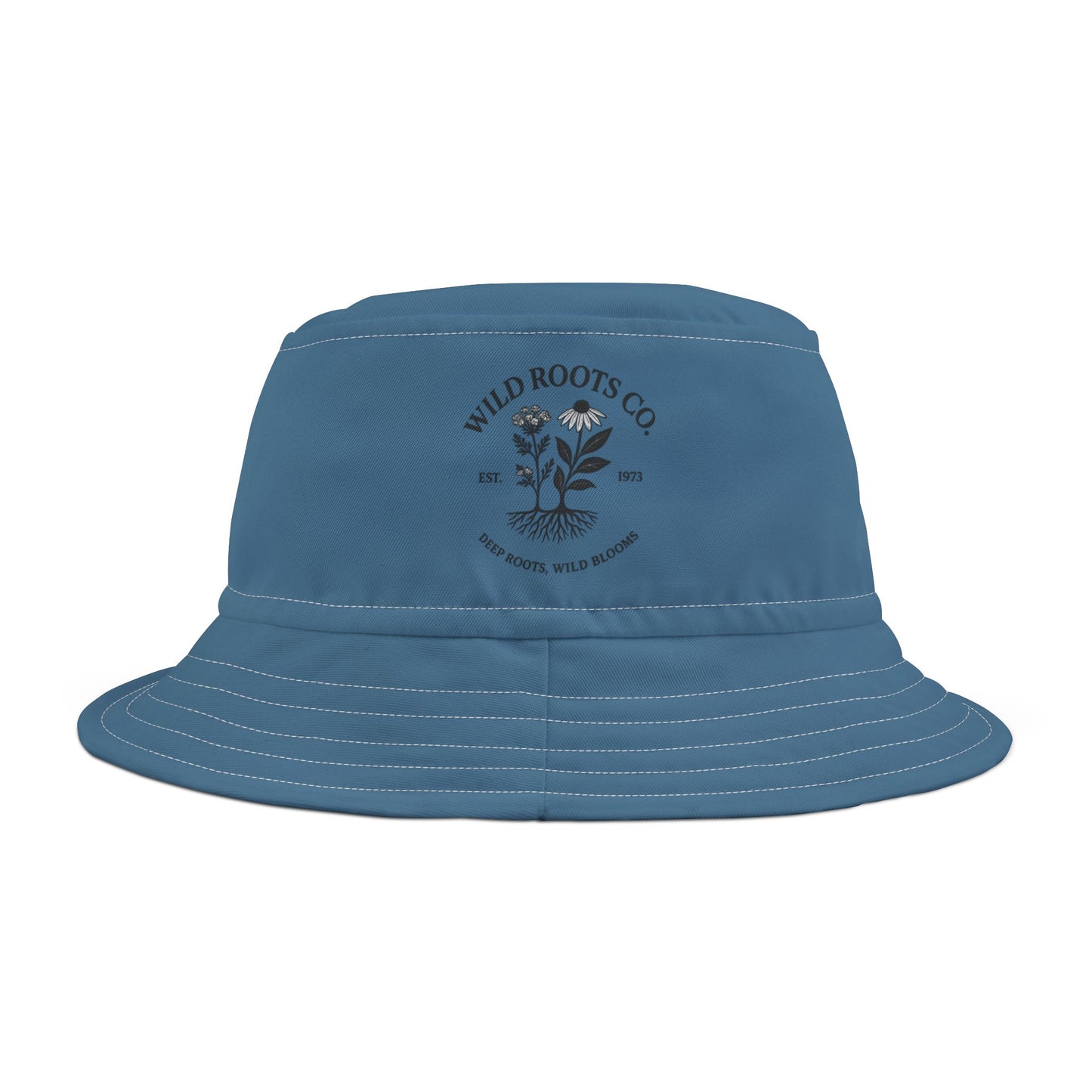 Wild Roots Co Indigo Bucket Hat | Printed Garden Hat | Lightweight Quick-Dry Polyester | Deep Roots, Wild Blooms Nature-Inspired Gift