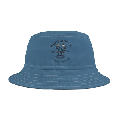 Wild Roots Co Indigo Bucket Hat | Printed Garden Hat | Lightweight Quick-Dry Polyester | Deep Roots, Wild Blooms Nature-Inspired Gift