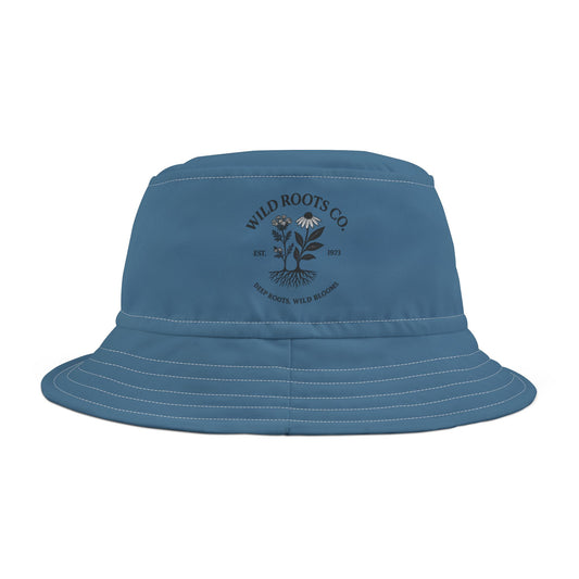 Wild Roots Co Indigo Bucket Hat | Printed Garden Hat | Lightweight Quick-Dry Polyester | Deep Roots, Wild Blooms Nature-Inspired Gift
