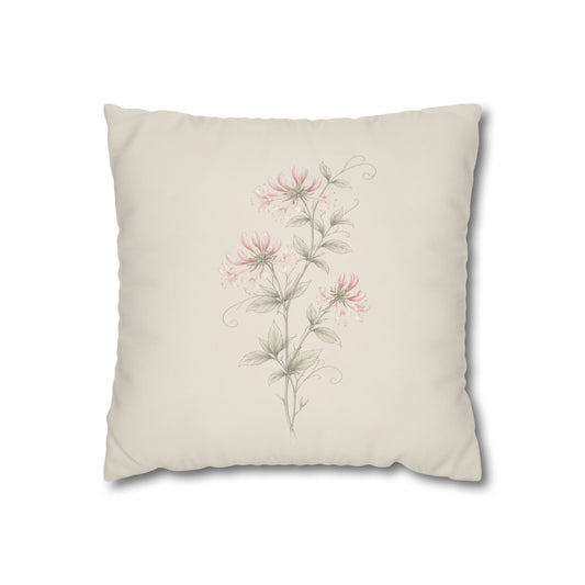 Honeysuckle Botanical Pillow Cover in a Soft Neutral for a Calm, Layered Home
