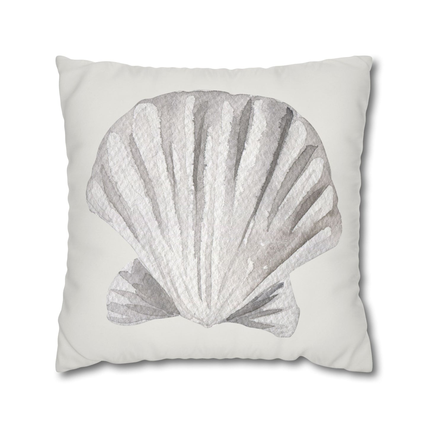 Watercolor Scallop Seashell Pillow Cover in Neutral Coastal Tones