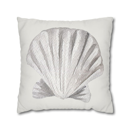 Watercolor Scallop Seashell Pillow Cover in Neutral Coastal Tones