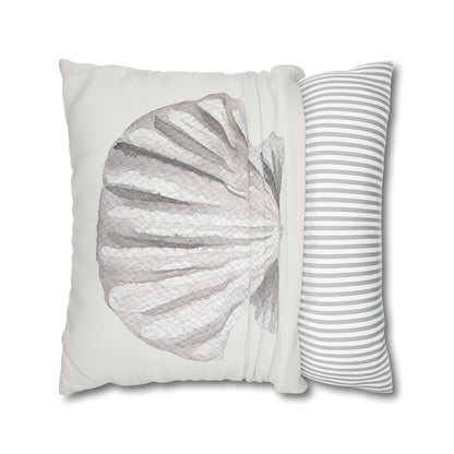 Watercolor Scallop Seashell Pillow Cover in Neutral Coastal Tones