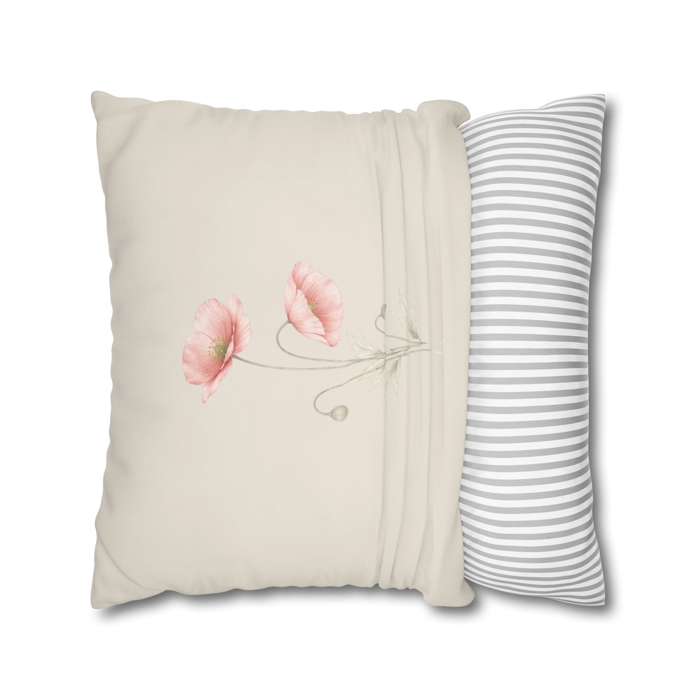 Shirley Poppy Botanical Pillow Cover in a Soft Neutral for a Calm, Layered Home