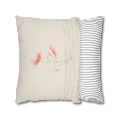 Shirley Poppy Botanical Pillow Cover in a Soft Neutral for a Calm, Layered Home