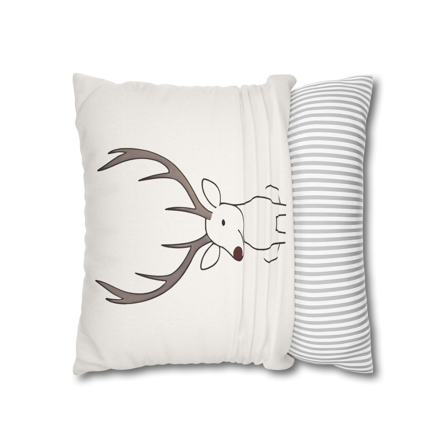Minimalist Reindeer Christmas Pillow Cover, Neutral Holiday Decor, Scandinavian Style Rudolph Pillow Accent