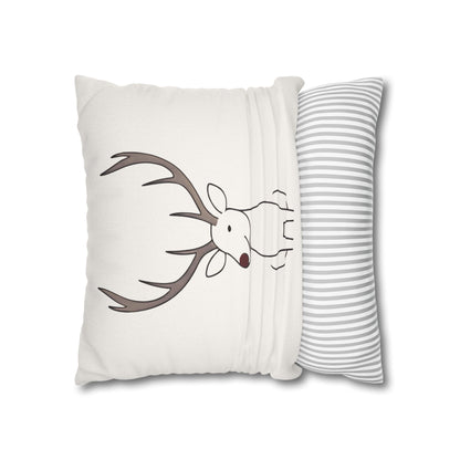 Minimalist Reindeer Christmas Pillow Cover, Neutral Holiday Decor, Scandinavian Style Rudolph Pillow Accent